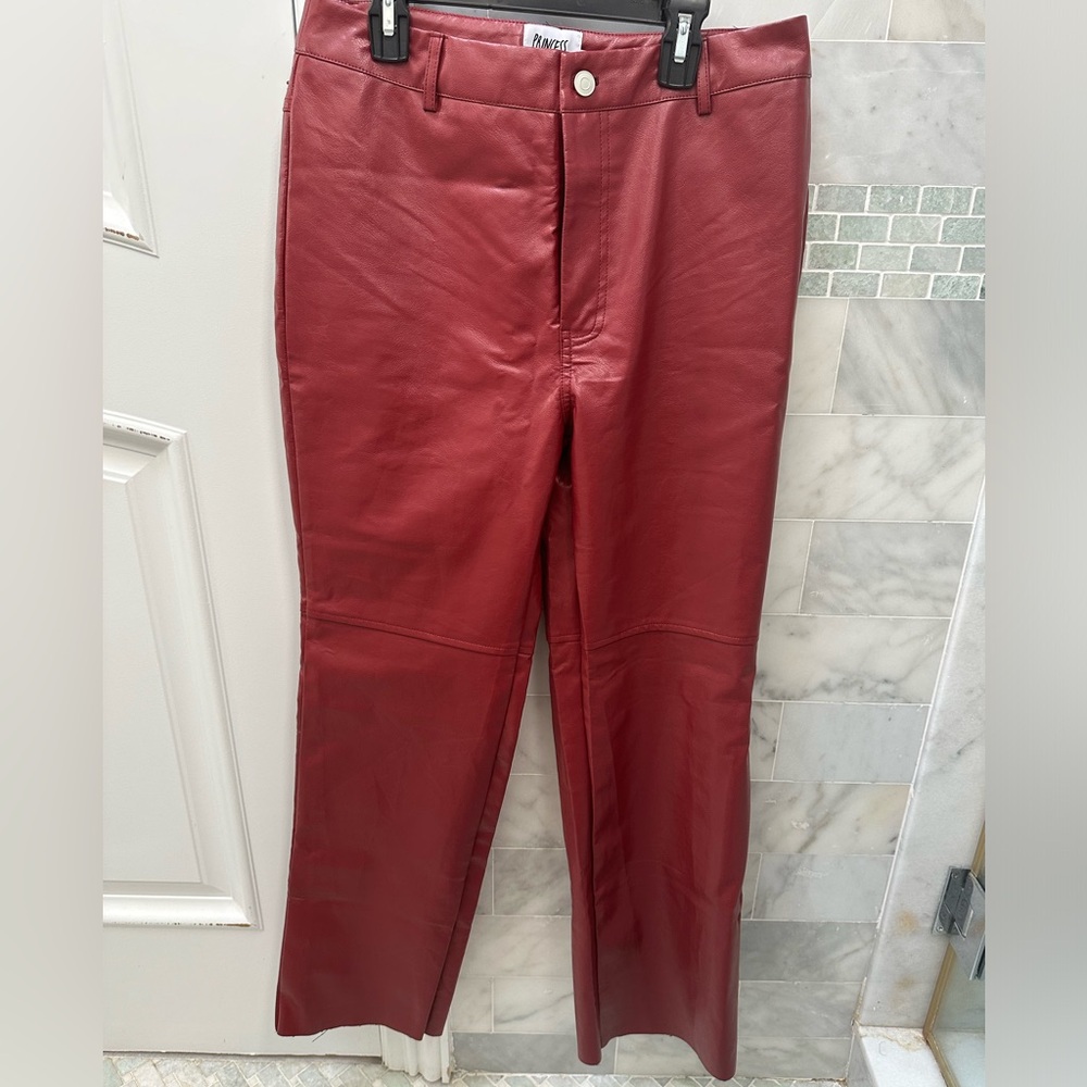 Princess Polly Maroon Leather Pants
